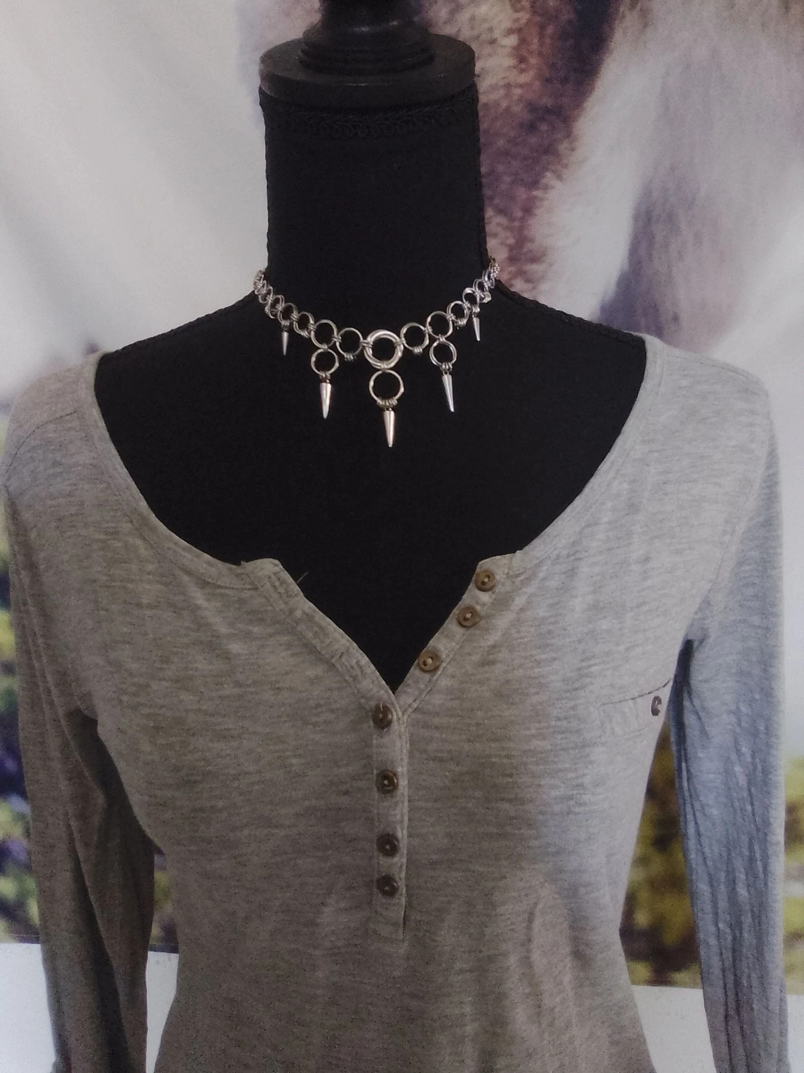 Choker halsketting met Japanse ketting, gothic stijl, uniseks – photo 2